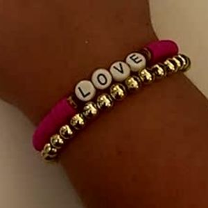 2 stacked beaded bracelets